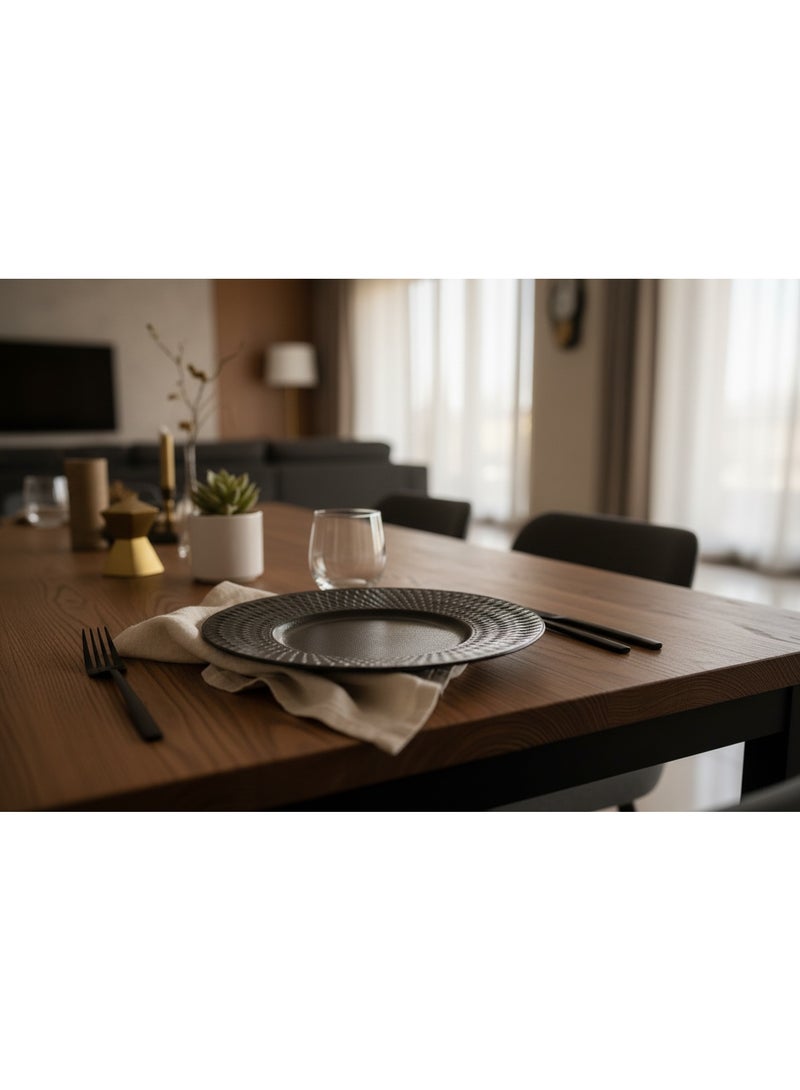 AKDC Black Ceramic Round Charger Plate with Embossed Rim8.5 Inch - Image 1