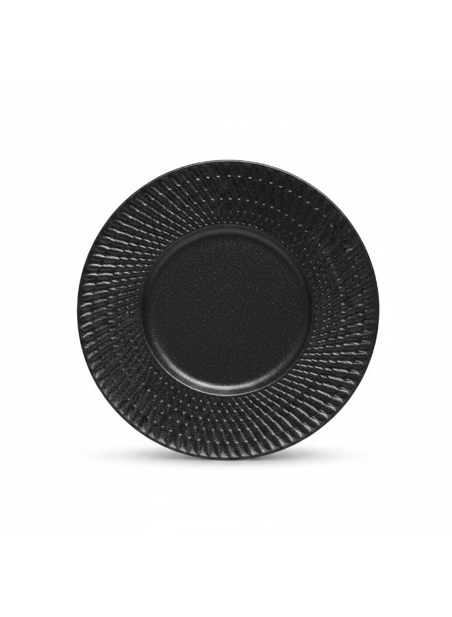 AKDC Black Ceramic Round Charger Plate with Embossed Rim8.5 Inch - Image 2