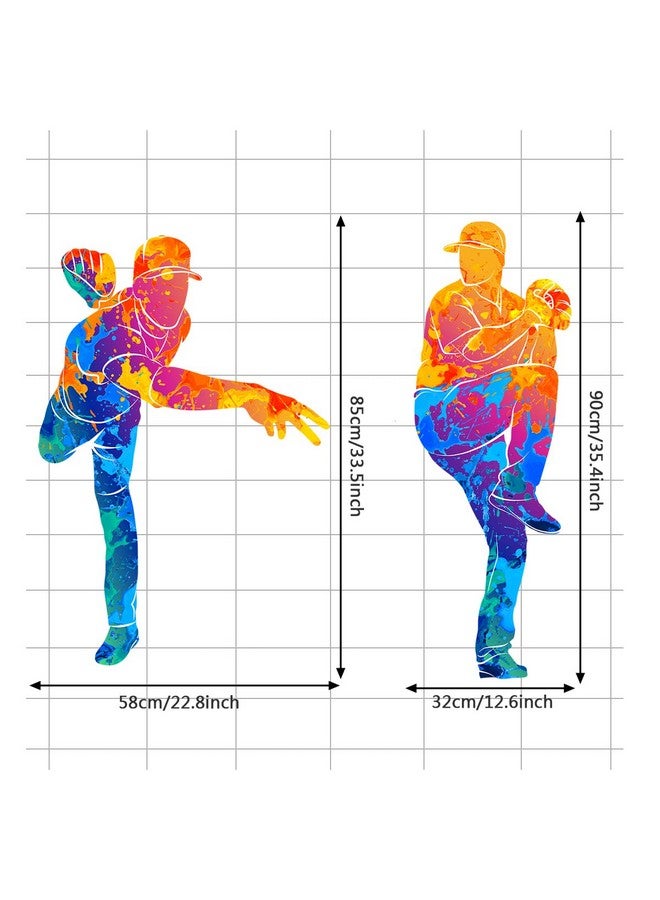 WOYINIS Baseball Player Wall Decals Sport Theme Softball Wall Stickers Peel & Stick Colors Splash Wall Art Decor for Boys Teens Room Kids Bedroom Playroom Wall Decoration (Baseball), MK6011 - Image 3