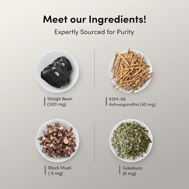 Man Matters جلوبي شيلجيت هيمالايا النقي مع 75% حمض فلفيك و KSM 66 أشواغاندا | يعزز القدرة على التحمل والقوة ويحسن مستويات الطاقة | بدون سكر مضاف | عبوة من 60 - Image 5