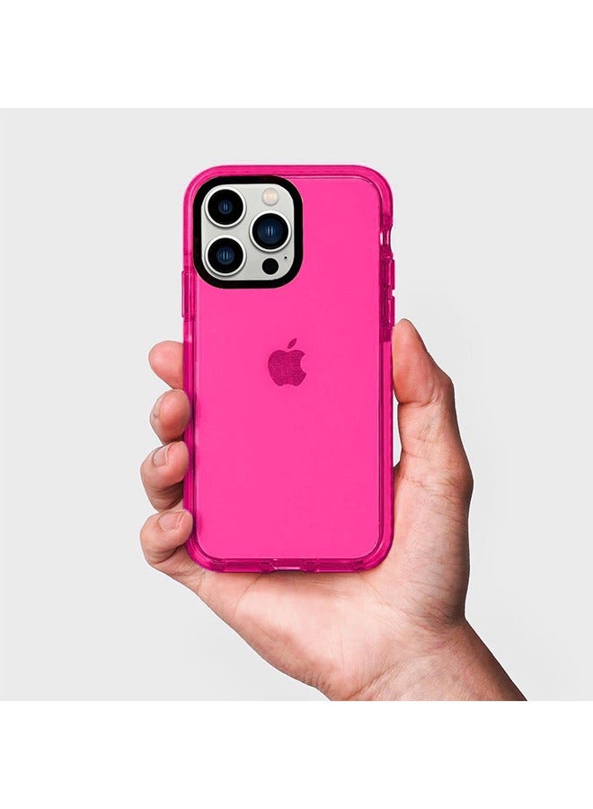 Fluorescence Clear Case for iPhone 13 Pro Max 6.7inch, Soft Silicone Shockproof Protective Case, Phone Shell Accessories (Pink)  - Image 4