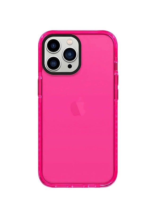 Fluorescence Clear Case for iPhone 13 Pro Max 6.7inch, Soft Silicone Shockproof Protective Case, Phone Shell Accessories (Pink)  - Image 1