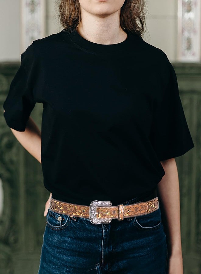 TOPACC Western Belts for Woman Men Cowboy Belt Cowgirl Bohemian Floral Tooled Belt for Jeans Pants Country Concert Outfit - Image 5