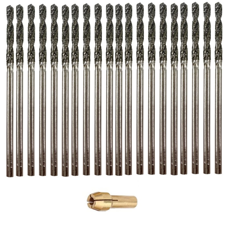 Drilax 20Pc 2mm Diamond Drill Bit Set Dremel Compatible with 1 Collet for Glass Sea Glass Gems Jewelry - Image 2