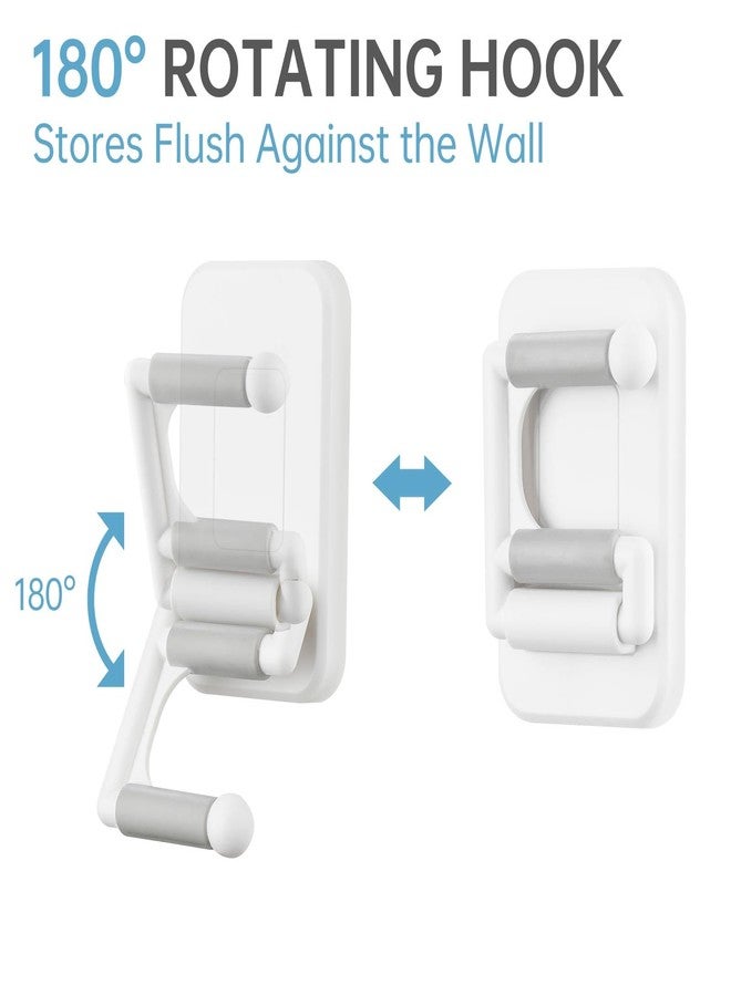 NiHome Multi-Use Wall Mounted Mop Holders 4PCS for Mops, Brooms, Tools, Umbrellas, Kitchen & Bathroom Supplies, Space-Saving Broom Holder with 180° Rotating Design, Self-Adhesive No-Drill Installation - Image 4