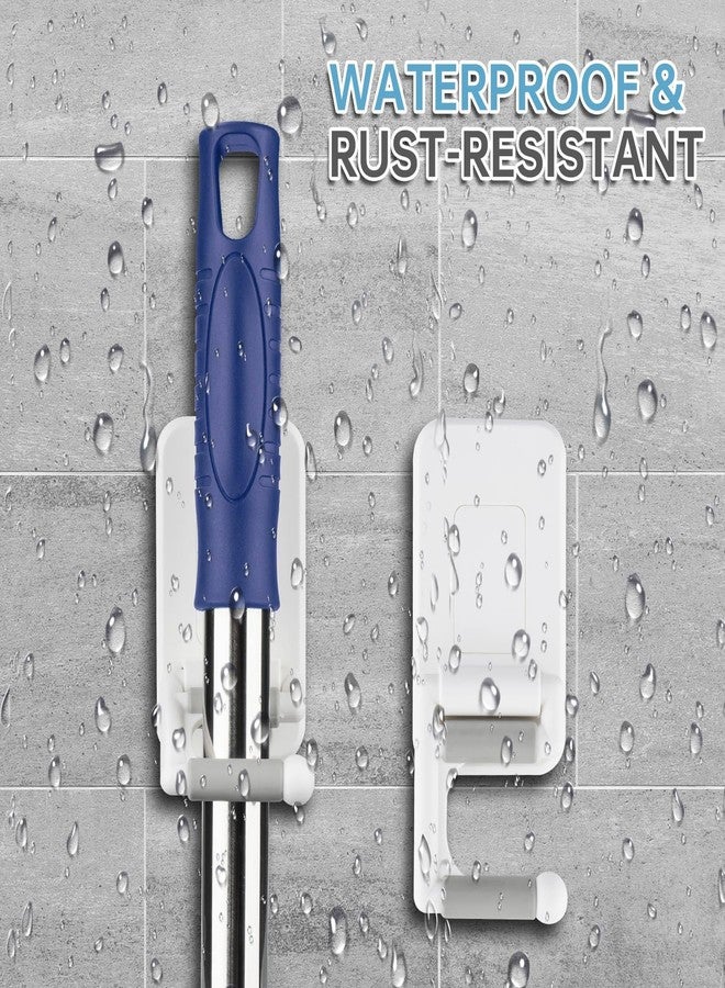 NiHome Multi-Use Wall Mounted Mop Holders 4PCS for Mops, Brooms, Tools, Umbrellas, Kitchen & Bathroom Supplies, Space-Saving Broom Holder with 180° Rotating Design, Self-Adhesive No-Drill Installation - Image 5