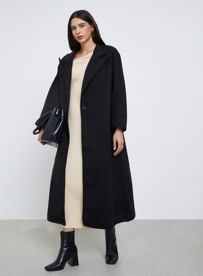 Styli Black Oversized Wool Like Maxi Coat - Image 1