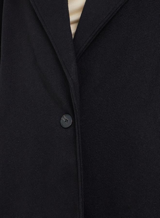 Styli Black Oversized Wool Like Maxi Coat - Image 3