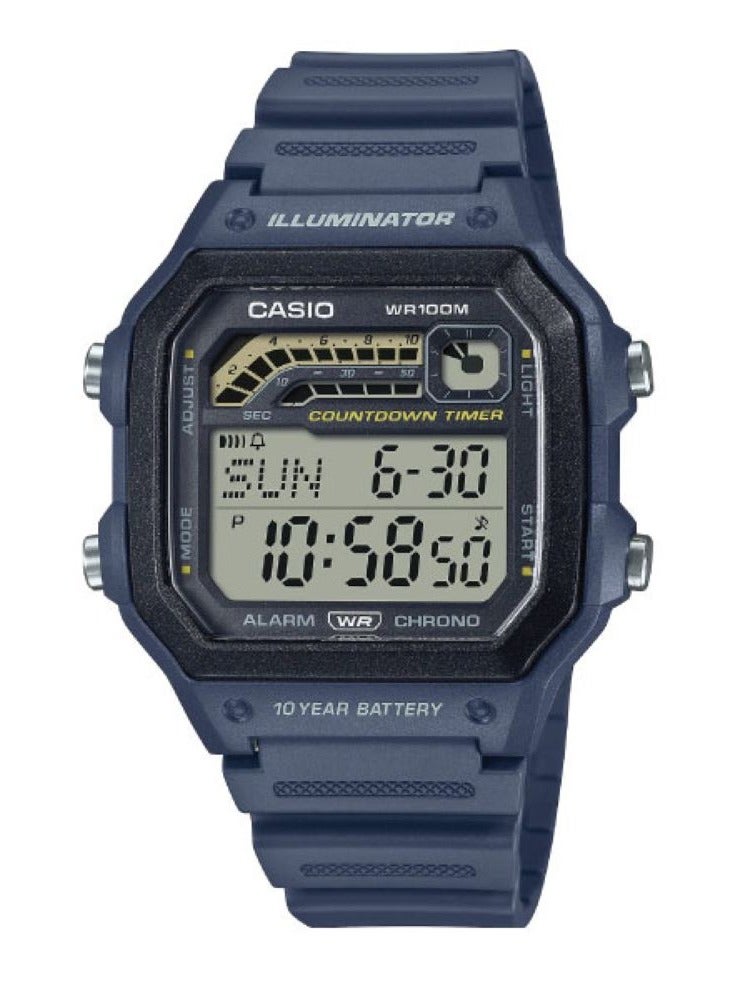 CASIO ساعة يد رقمية بسوار من الراتينج من Standard Illuminator للرجال WS-1600H-2AVDF - Image 1