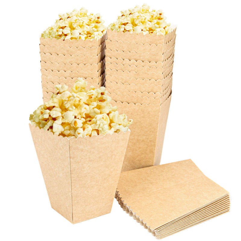 HOZEON 50 PCS 20 Ounces Paper Popcorn Boxes  Reusable Popcorn Containers for Party Movie Nights Theatre Themed Cinema Birthdays - Image 1