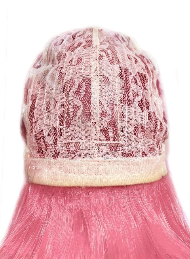 LIULIUBTY Chic Short Bob Wavy Wig for Women - Shoulder Length Loose Curly Synthetic Wig with Bangs - Uniquely Vivid Colored Cosplay Wig, Suitable for Costume Partie (Pink) - Image 4