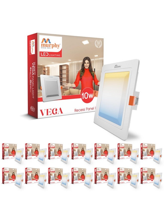 Murphy 10W Vega 3-in-1 Square LED Panel Ceiling Color Changing Light (Cool White/Warm White/Natural White, Pack of 15) - Image 1