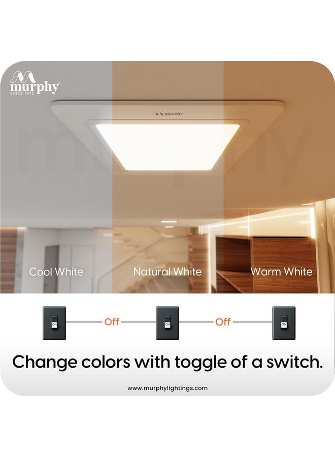 Murphy 10W Vega 3-in-1 Square LED Panel Ceiling Color Changing Light (Cool White/Warm White/Natural White, Pack of 15) - Image 2