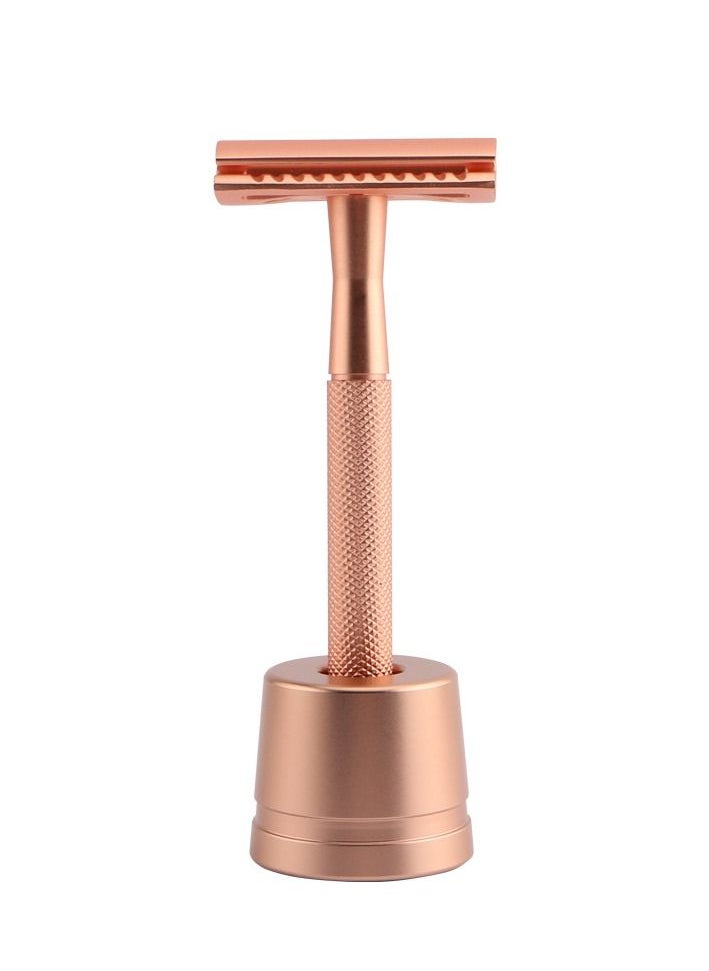 Elaimei - Double Blade Safety Razor Set Rose Gold with 5 Blades and 1 Shaver Base - Image 1