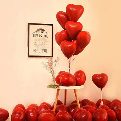 atorakushon Latex Heart shaped Red Color Super Quality Rubber Balloons 10" Christmas Xmas Balloons Best For Theme Party Decoration Valentine Birthday Wedding Anniversary Office Party Pack of 25 - Image 5