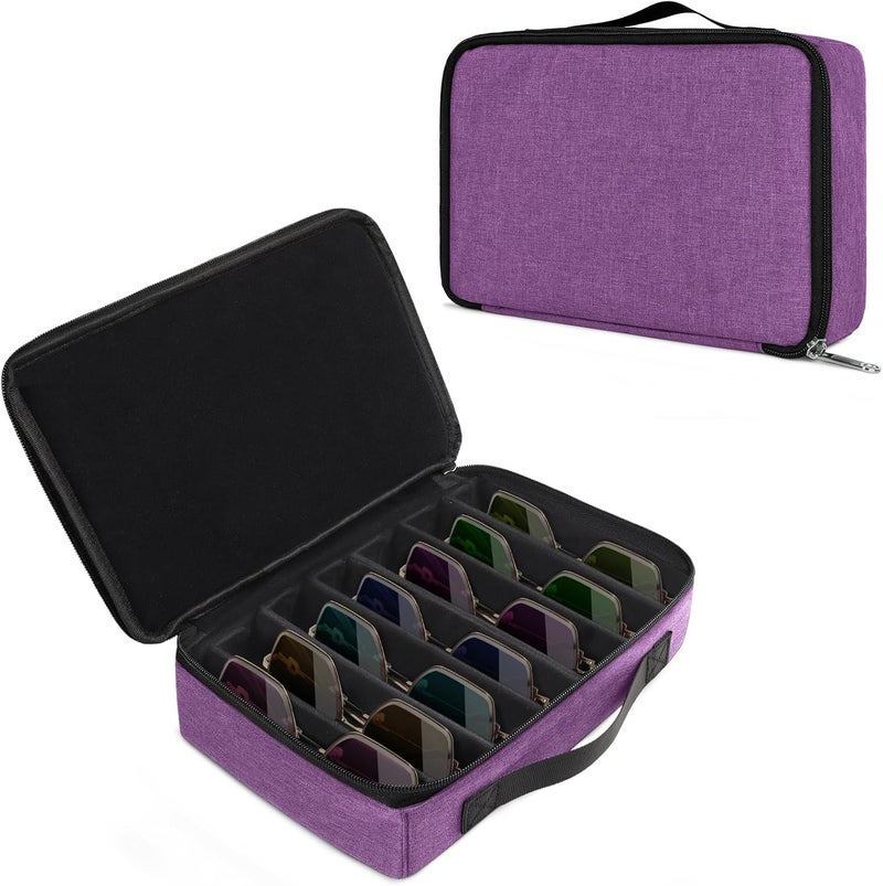Bukere Travel Sunglasses Organizer Case, Adjustable Slot For Multiple Pairs, Portable Eyeglasses Storage Box for Men Women - Image 1