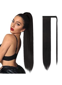 SOFEIYAN SOFEIYAN Long Straight Ponytail Extension 30 inch Wrap Around Ponytail Synthetic Hair Extensions Clip in Ponytail Hairpiece for Women Jet Black 