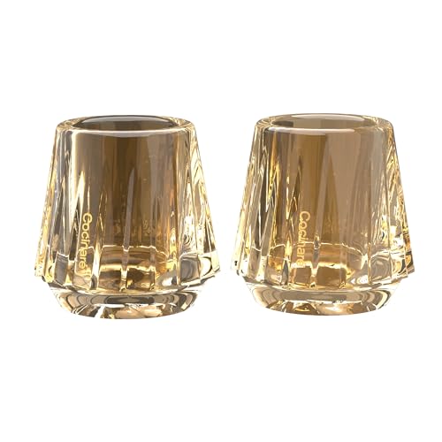 Cocinare KissCup Crystal Espresso Cup Set of 2 – 1.5oz Demitasse Cup for Espresso, Pour-over coffee & Tea, Amber Glow, Crystal Collection - Image 1