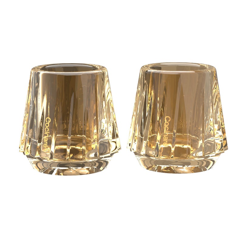 Cocinare KissCup Crystal Espresso Cup Set of 2 – 1.5oz Demitasse Cup for Espresso, Pour-over coffee & Tea, Amber Glow, Crystal Collection - Image 2