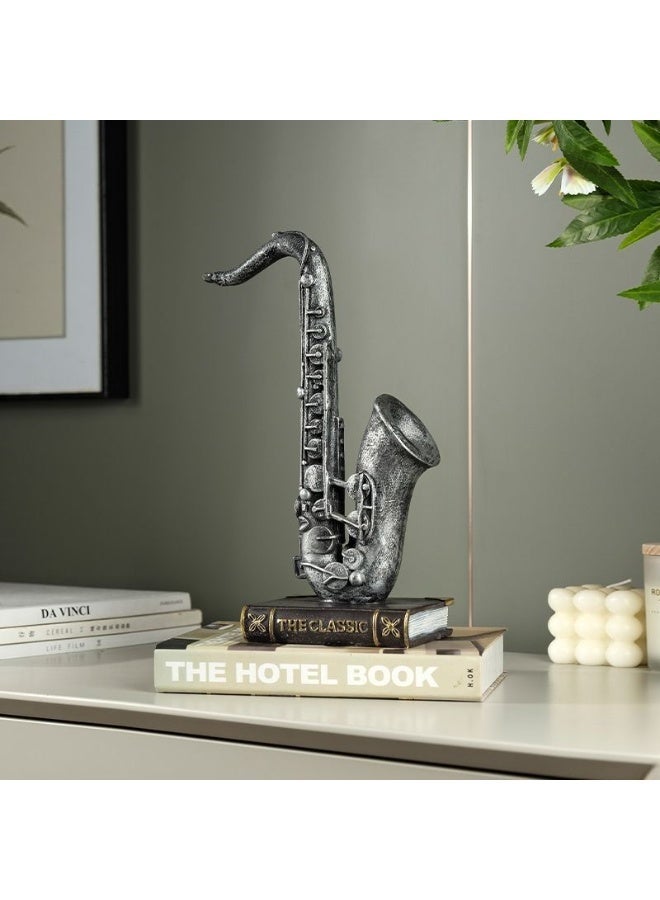 مانتا تمثال ساكسفون على الطراز الرجعي، قطعة يدوية الصنع من الراتين للديكور المنزلي ومكتب العمل، هدية موسيقية فريدة لعيد الميلاد ورأس السنة وم favors الحفلات - Image 4