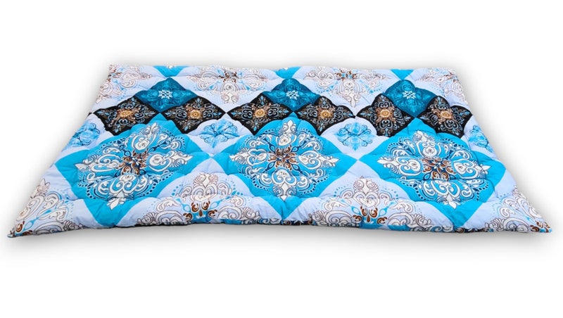 Deevine Craft Soft Cotton Foldable Mattress | 3D Printed Sky Blue Design Single Firm Gadda | Lightweight 1 Sleeping Capacity | 3 x 6 ft or 72 x 36 Inches | Hypoallergenic Breathable - Image 3
