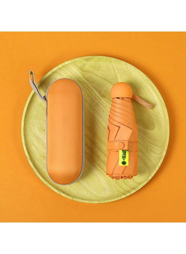 مظلة واقية من الشمس كبسولة، مظلات قابلة للطي للمسافرين، مظلة شمسية، مظلة محمولة، مظلة سفر UPF 50 لحماية من الأشعة فوق البنفسجية واقية من الشمس مظلة شمسية للنساء والرجال للاستخدام المزدوج ضد الشمس والمطر