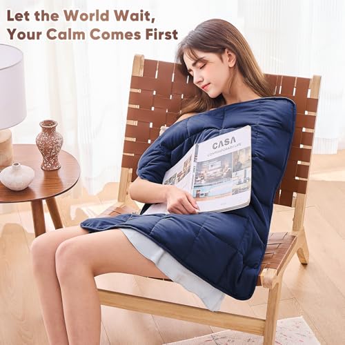 BETU Weighted Lap Blanket for Adults 7lbs, 24"x29" Cooling Heavy Throw Blanket, Portable Travel Weighted Blankets, Soft Small Blankets Gifts for Sleeping, Navy Blue - Image 2