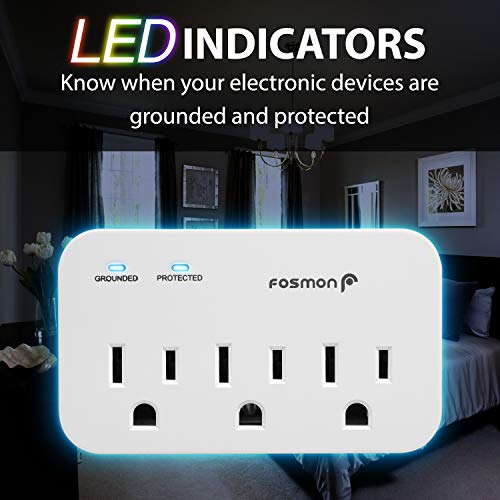 Fosmon Refrigerator Surge Protector, 3 Outlet Heavy Duty Appliance Surge Protector with High Joules for Fridge, Microwave, Washing Machine, Garage Door, 1200J, 1875 Watts, 3 Prong, ETL Listed- 2 Pack - Image 4