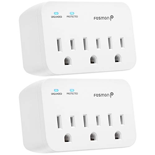 Fosmon Refrigerator Surge Protector, 3 Outlet Heavy Duty Appliance Surge Protector with High Joules for Fridge, Microwave, Washing Machine, Garage Door, 1200J, 1875 Watts, 3 Prong, ETL Listed- 2 Pack - Image 1