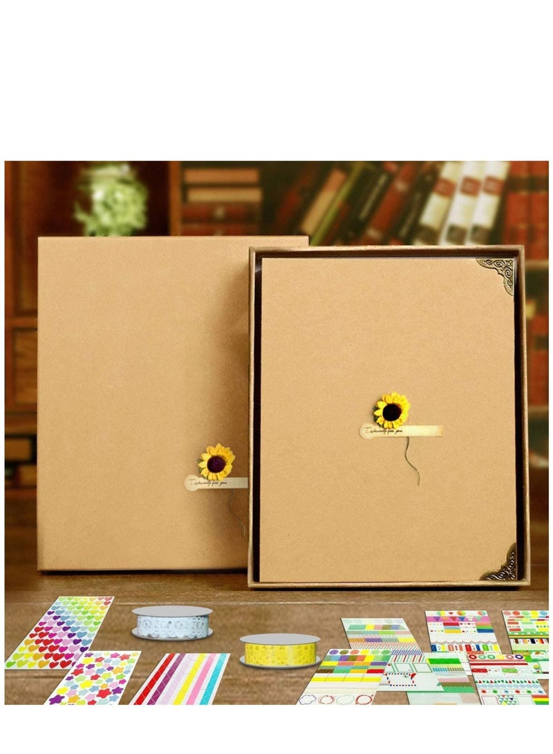 Captaintech DIY Photo Album Scrapbook 60 Pages 3 Ring Binder 8.5 x 11 Inch Black Page Scrap Book with Scrapbooking Supplies for Kids Girls Teens Journal Graduation Gift - Image 2