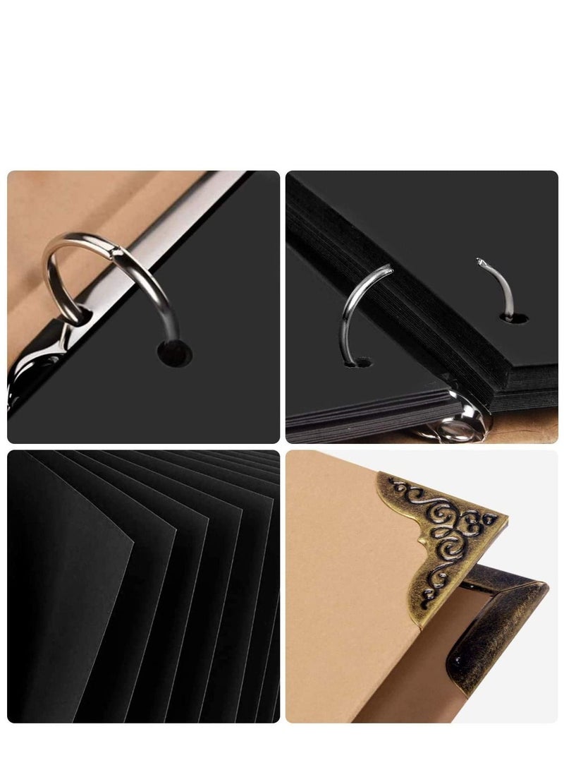 Captaintech DIY Photo Album Scrapbook 60 Pages 3 Ring Binder 8.5 x 11 Inch Black Page Scrap Book with Scrapbooking Supplies for Kids Girls Teens Journal Graduation Gift - Image 4