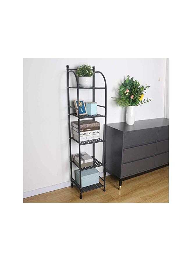 Raxoom HOOME 5 Tier Bathroom Storage Shelf, Free-Standing Metal Corner Rack, Narrow Shelving Unit Organizer, Multifunctional Storage Rack for Kitchen Garage Pantry(White) (Black) - Image 5