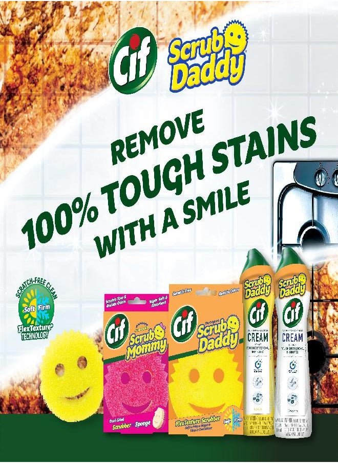Scrub Daddy - Scrub Daddy Scrub Mommy + Cif All Purpose Cleaning Cream, Original + Daddy Caddy - Multi Surface Household Cleaning Cream, Scrub Daddy Scratch-Free Multipurpose Dish Sponge + Kitchen Sponges Caddy - Image 1