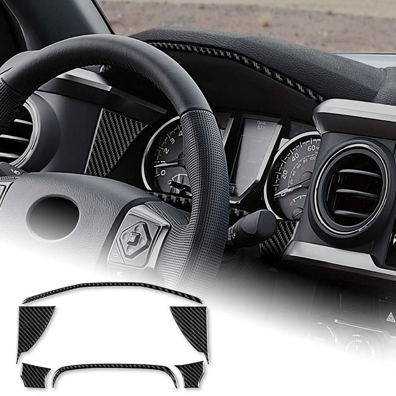 AIRSPEED Carbon Fiber Car Dashboard Speedometer Frame Sticker Interior Trim Compatible with Toyota Tacoma 20162023 Accessories Black
