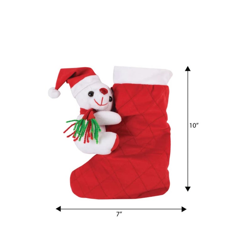 Ultra 16 Inch Smooth Stocking Santa Claus Socks Fully Stuffed Soft Plush Toy for Kids in Red|Animal Toy Birthday | Anniversary | Christmas | Diwali | Home Decor - Image 3