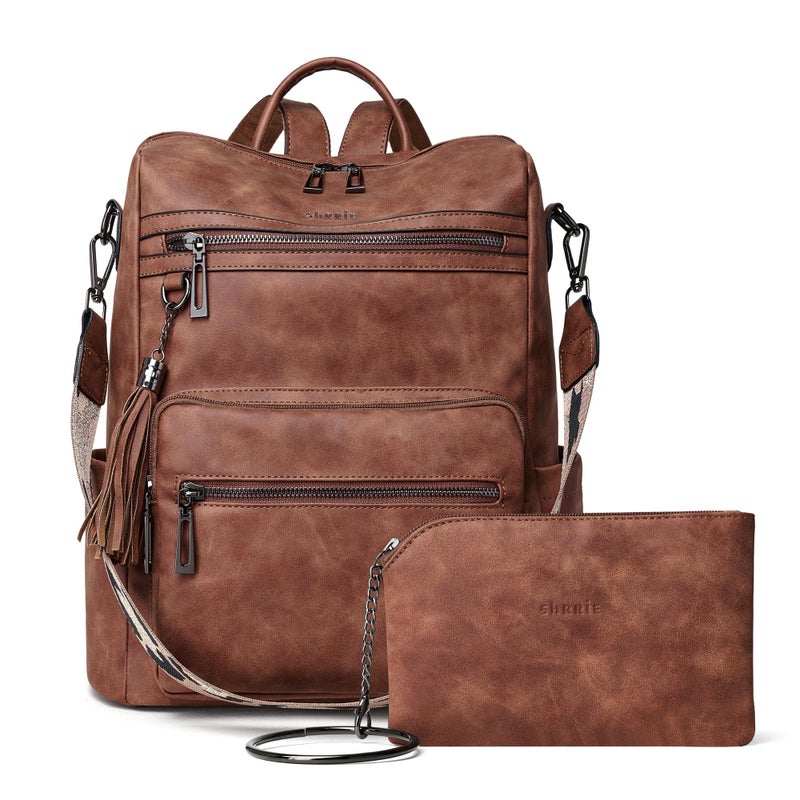 Shrrie Backpack Purse for Women Leather Fashion Designer Backpack Convertible Shoulder Satchel Bag for Travel College Work - Image 1
