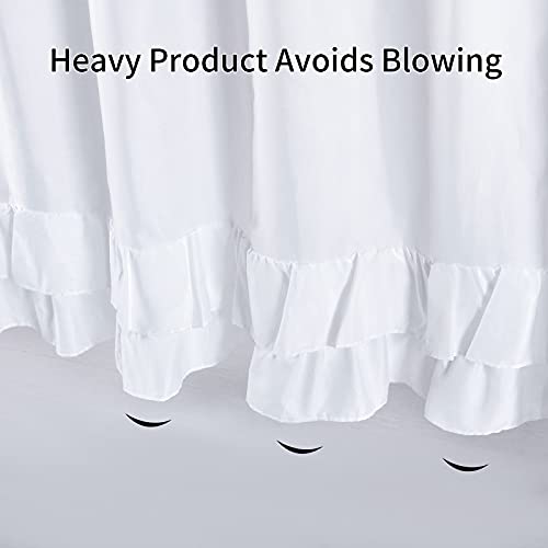 YOSTEV White Ruffle Shower Curtain Farmhouse Fabric Cloth Shower Curtains for Bathroom,Stall 54x78 inches - Image 5