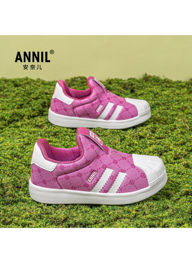 Annil Girls Slip-on Sneakers New Spring Boys Children Shell Head Board Shoes 4184 Pink 30 - Image 1