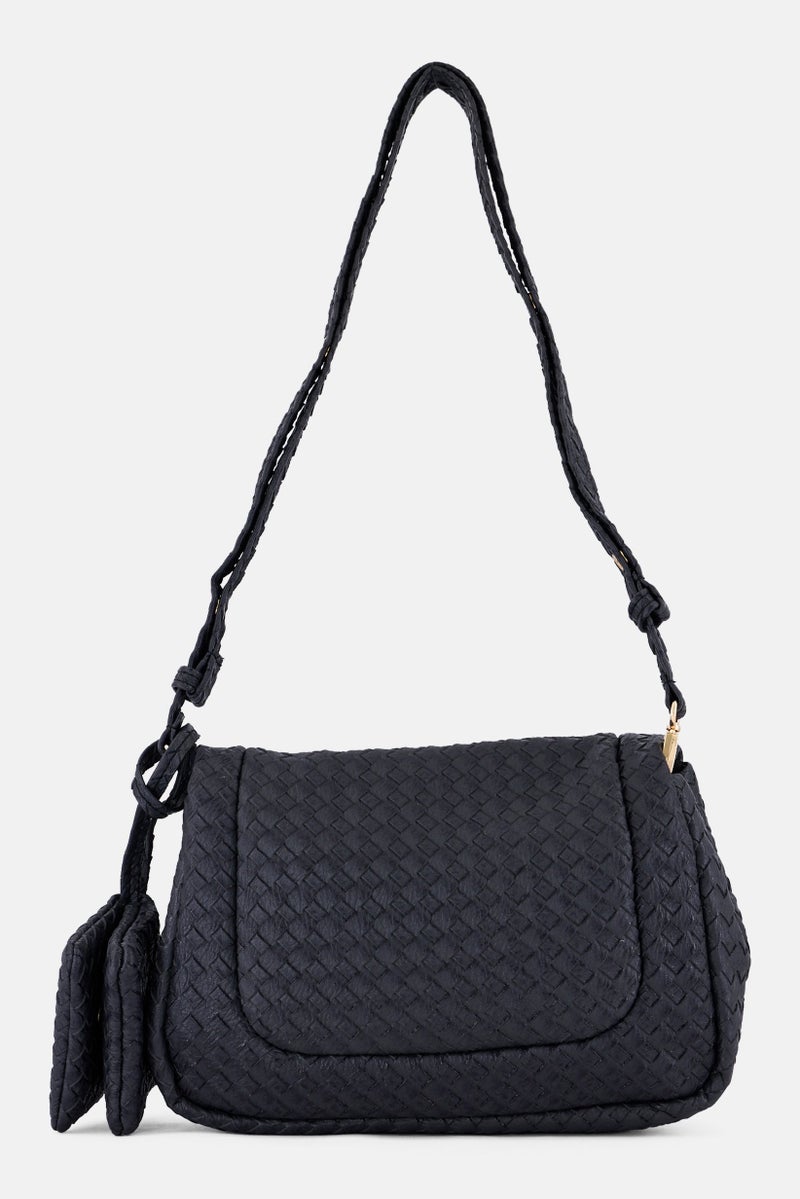 VINCE CAMUTO Women Brand Logo Cross Body Bag With Small Coin Purse, Charcoal  - Image 2