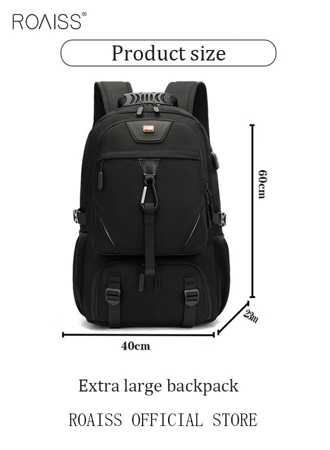 roaiss Unisex Large Capacity Professional Outdoor Backpack Waterproof Multifunctional for Travel Camp Trekking Fishing Climb Zippered Hiking Backpack Shock-Reducing Air-Cushioned Shoulder Straps, Black - Image 2