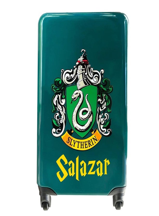 هاري بوتر حقيبة سفر هاري بوتر سليذرين بعجلات - حقيبة سفر دوارة مقاس 20 بوصة قابلة للتخصيص للأطفال والكبار | حقيبة سفر صلبة بنقشة شعار الثعبان مع اسم مخصص - Image 1