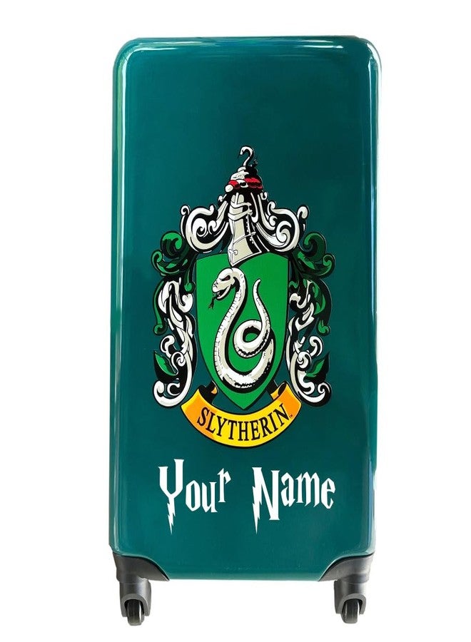 هاري بوتر حقيبة سفر هاري بوتر سليذرين بعجلات - حقيبة سفر دوارة مقاس 20 بوصة قابلة للتخصيص للأطفال والكبار | حقيبة سفر صلبة بنقشة شعار الثعبان مع اسم مخصص - Image 4