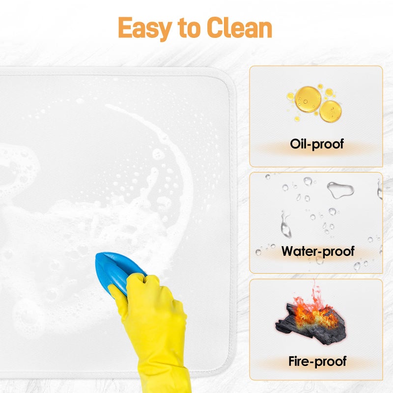 Amerbro Heat Resistant Mat for Air Fryer, 15 x 18in Heat Resistant Mat for Countertop, Fireproof Silicone Countertop Protector Appliance Slider for Air Fryer, Coffee Maker, Toaster, Oven (White) - Image 4