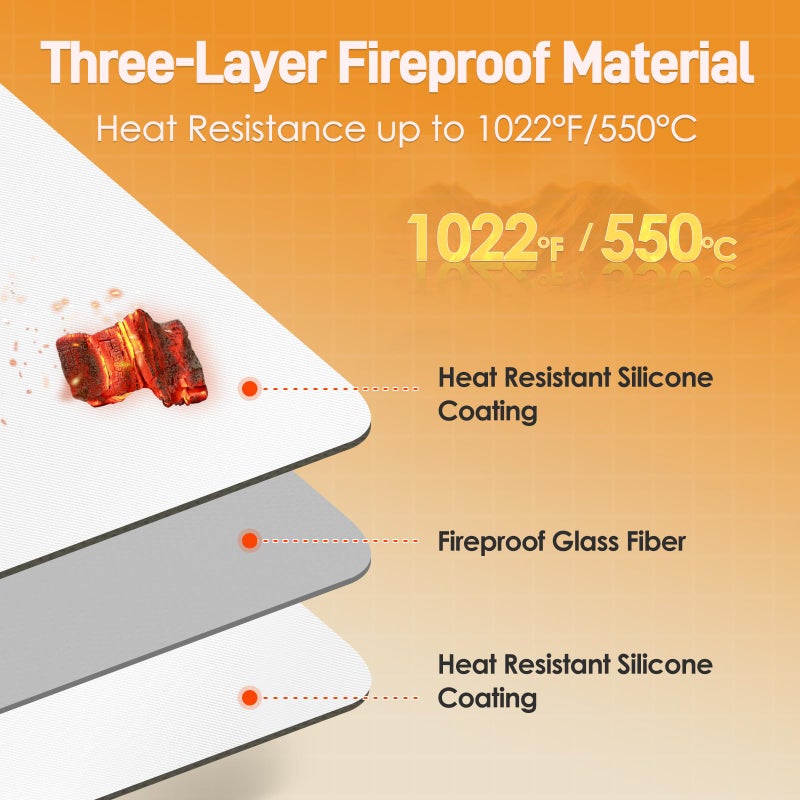 Amerbro Heat Resistant Mat for Air Fryer, 15 x 18in Heat Resistant Mat for Countertop, Fireproof Silicone Countertop Protector Appliance Slider for Air Fryer, Coffee Maker, Toaster, Oven (White) - Image 2