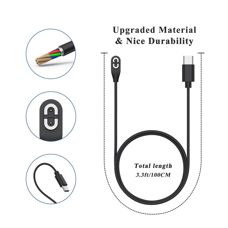 Meliya 2 Pack Compatible for Shokz Charging Cable, USB&USB-C Magnetic Charging Cord for Aftershokz Aeropex AS800,Shokz Openrun Pro,Openrun,OpenRun Mini,OpenComm Bone Conduction Headphones (60CM*2) - Image 3