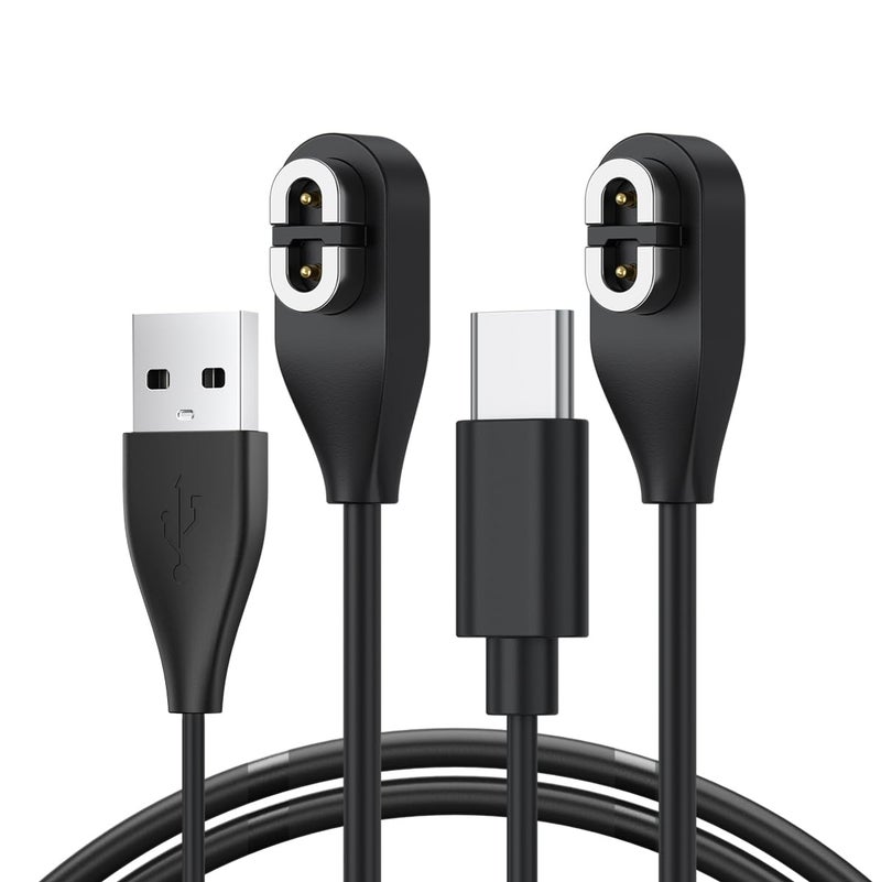 Meliya 2 Pack Compatible for Shokz Charging Cable, USB&USB-C Magnetic Charging Cord for Aftershokz Aeropex AS800,Shokz Openrun Pro,Openrun,OpenRun Mini,OpenComm Bone Conduction Headphones (60CM*2) - Image 1