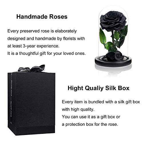 NATROSES Handmade Preserved Roses in Glass Dome, Black Roses Roses, Preserved Flowers Gifts for Women, Mothers Day Flowers - Image 5