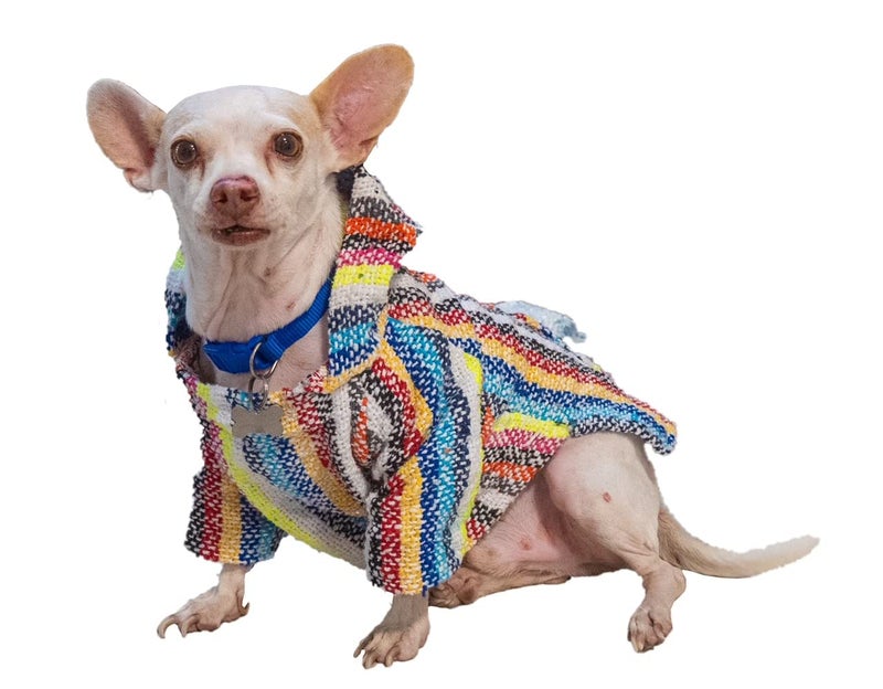 Fiesta Brands Mexican Dog Poncho Doggo Hoodie Baja Ponchos Blanket for Dogs Costume Pup Crew Pajamas Chihuahua Sweater Clothes from Small, Medium to Big Dog Made in Mexico with Recycled Fabric (5, Multicolor) - Image 2