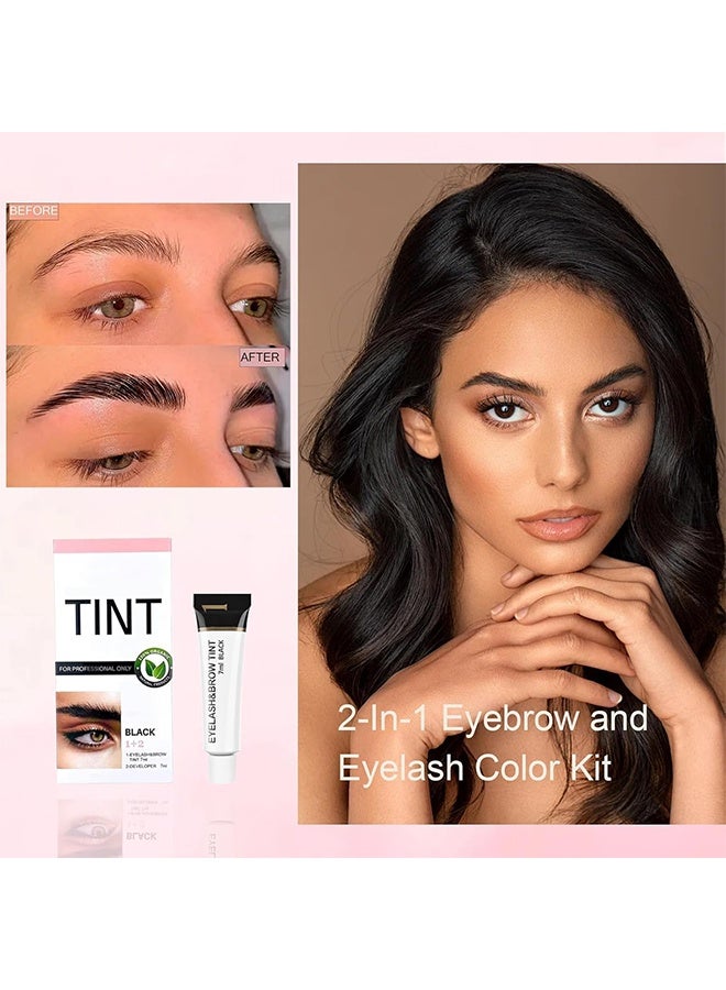 إيكونساين طقم صبغ الرموش والحواجب، 2 في 1 للرموش والحواجب، كريم صبغ الحواجب شبه الدائم، مقاوم للماء وسريع الجفاف، طقم لون للرموش، تركيبة لطيفة لأمان طويل الأمد، مريح وسهل الاستخدام (أسود) - Image 2
