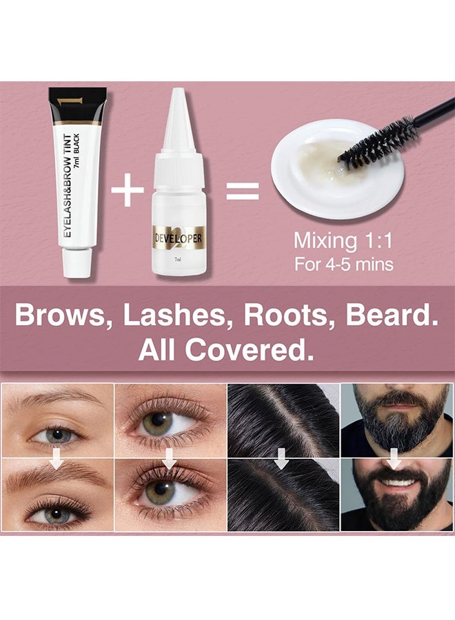 إيكونساين طقم صبغ الرموش والحواجب، 2 في 1 للرموش والحواجب، كريم صبغ الحواجب شبه الدائم، مقاوم للماء وسريع الجفاف، طقم لون للرموش، تركيبة لطيفة لأمان طويل الأمد، مريح وسهل الاستخدام (أسود) - Image 5